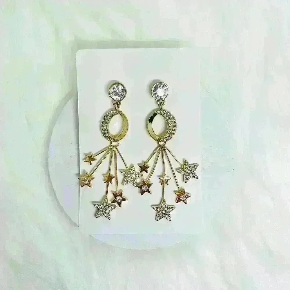 Stars With Rhinestones Statement Earrings